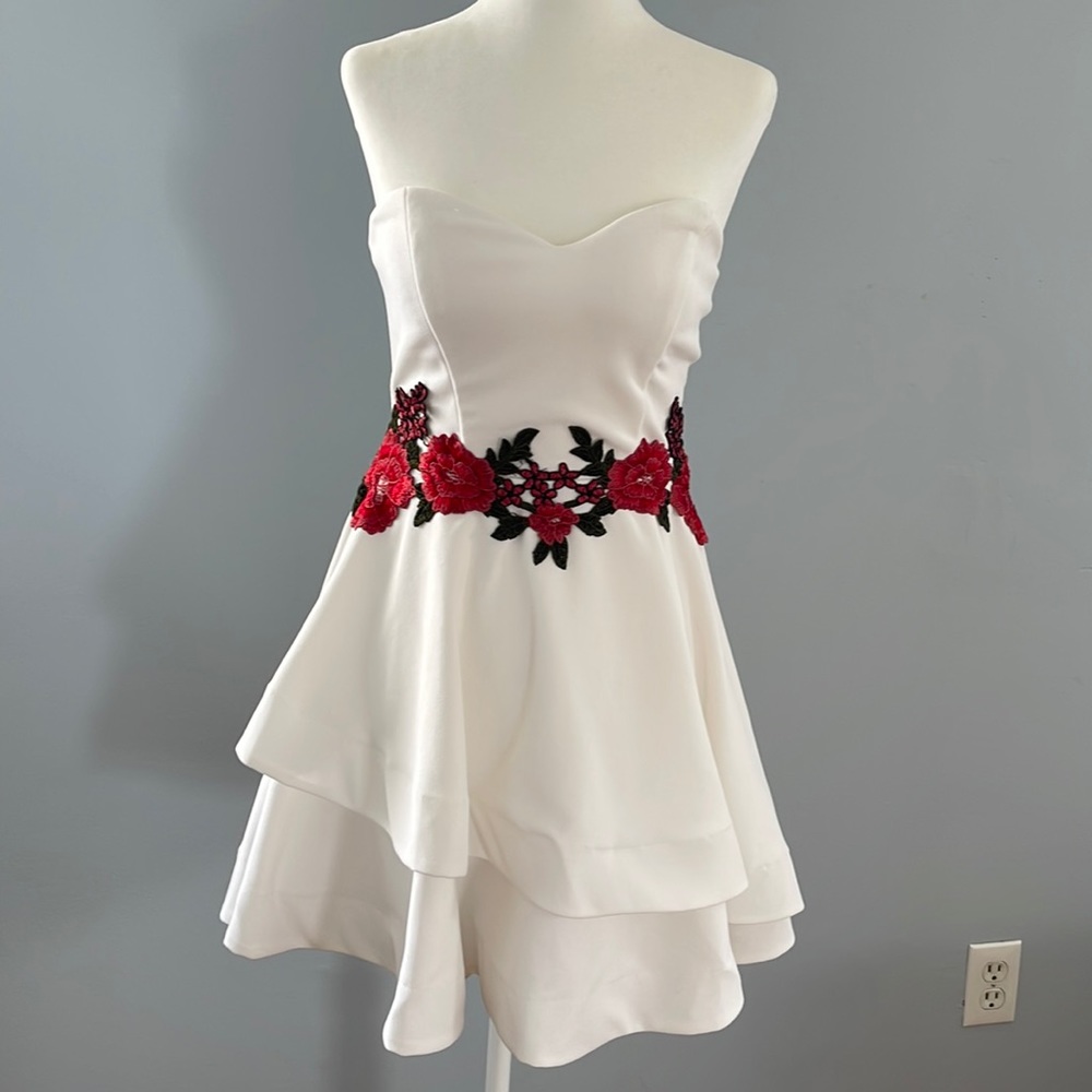 B. Darlin embroidered strapless dress
